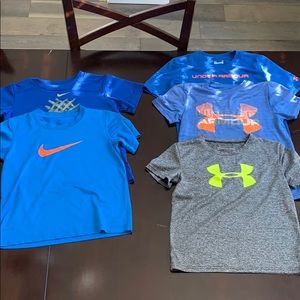 Five size 7 boys dri fit / heat gear lot